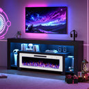 BOSSIN 80" Fireplace TV Stand with 50" Electric Fireplace for TVs up to 90", Entertainment Center with 20-Color LED Lights, Modern Wood Media Console Cabinet for Living Room