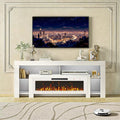 BOSSIN 80" Fireplace TV Stand with 50" Electric Fireplace for TVs up to 90", Entertainment Center with 20-Color LED Lights, Modern Wood Media Console Cabinet for Living Room
