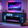 BOSSIN 80" Fireplace TV Stand with 50" Electric Fireplace for TVs up to 90", Entertainment Center with 20-Color LED Lights, Modern Wood Media Console Cabinet for Living Room