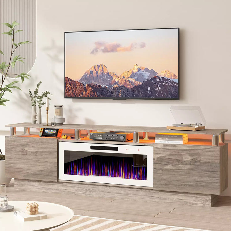 BOSSIN 80 Inches Fireplace TV Stand for TVs up to 80 Inches Console with 36'' Electric Fireplace
