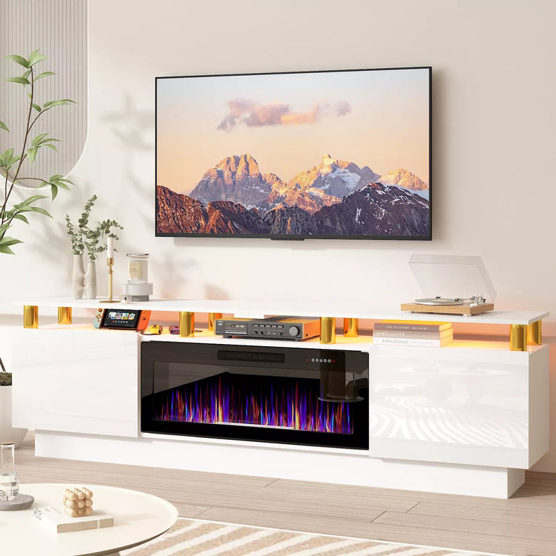 BOSSIN 80 Inches Fireplace TV Stand for TVs up to 80 Inches Console with 36'' Electric Fireplace