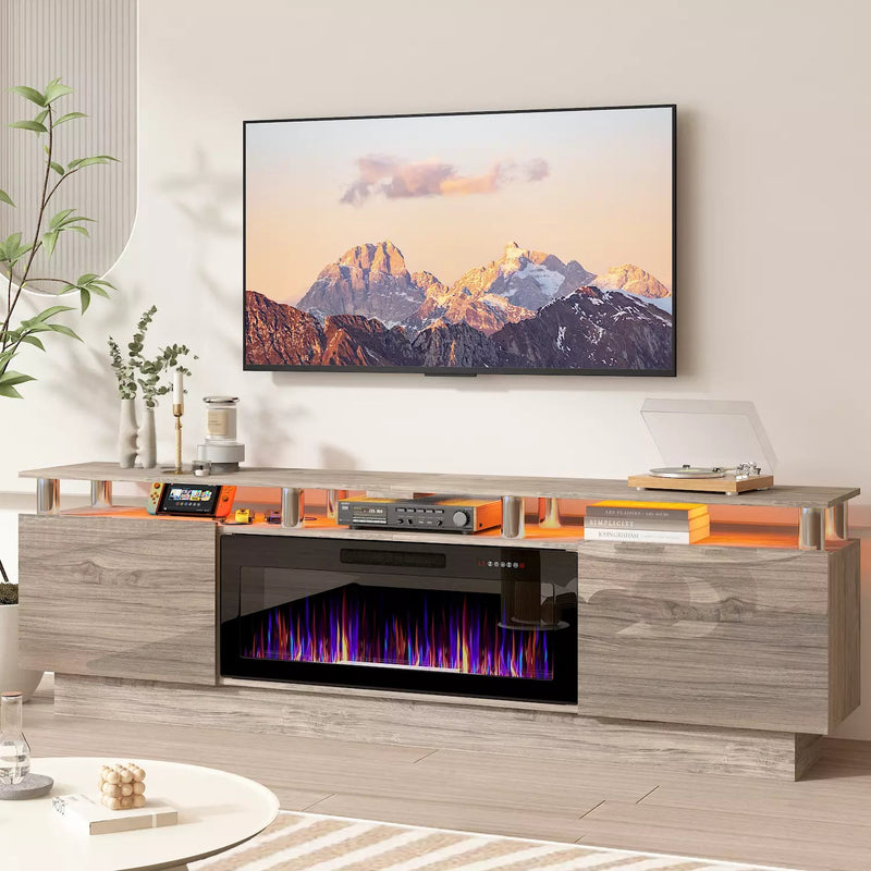 BOSSIN 80 Inches Fireplace TV Stand for TVs up to 80 Inches Console with 36'' Electric Fireplace