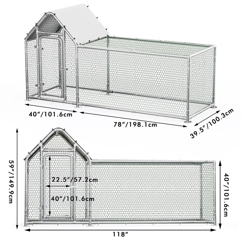 BOSSIN Bold Chicken Coop Run Large Metal Chicken Pen Outdoor