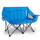 BOSSIN Double Oversized Camping Chairs for Adults, Folding Loveseat Camping Couch with Side Cup Holder&Back Pocket