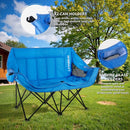 BOSSIN Double Oversized Camping Chairs for Adults, Folding Loveseat Camping Couch with Side Cup Holder&Back Pocket