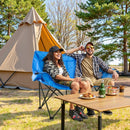 BOSSIN Double Oversized Camping Chairs for Adults, Folding Loveseat Camping Couch with Side Cup Holder&Back Pocket