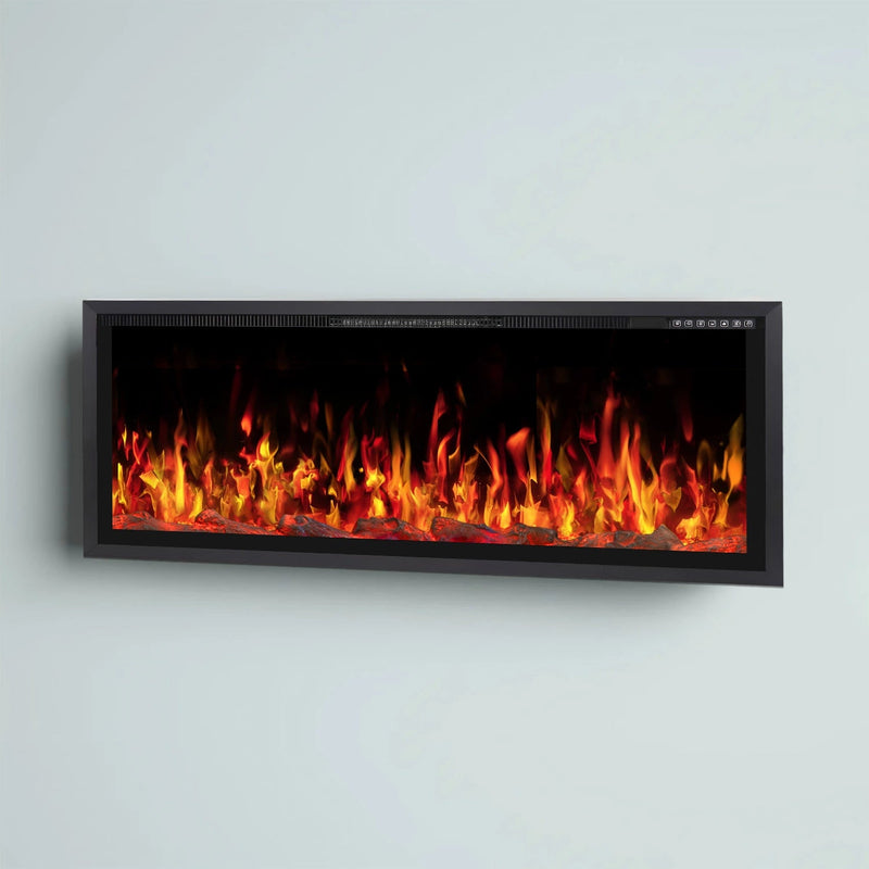 BOSSIN  Electric Fireplace Ultra Narrow Frame &Wider screen with Adjustable Flame Color and Speed,Remote Control with Timer,750/1500W