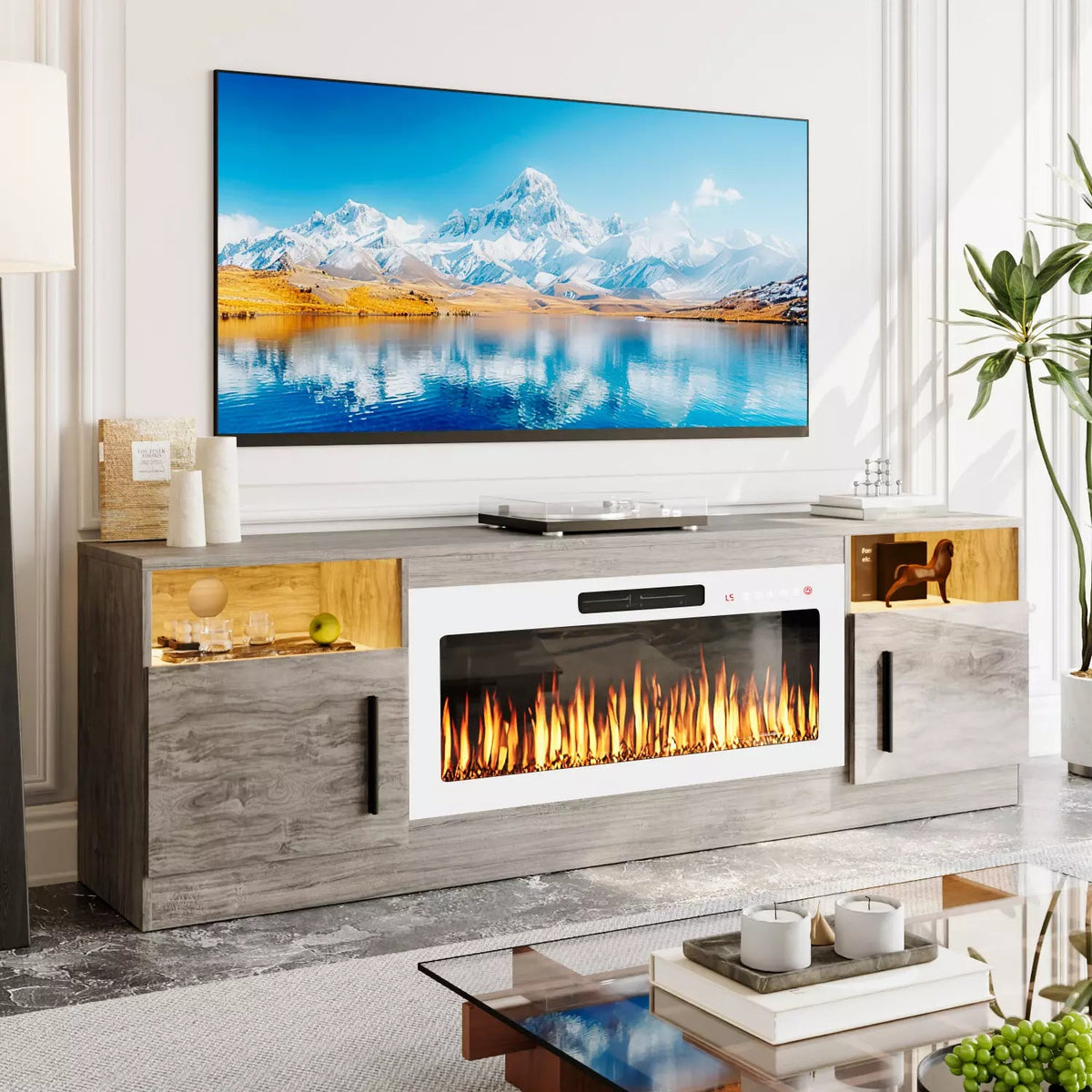 BOSSIN Fireplace TV Stand with 36