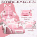 BOSSIN Pink Gaming Chair,Ergonomic Computer Chair for adult with Cat Paw Lumbar Cushion and Cat Ears