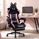 BOSSIN Pink Gaming Chair,Ergonomic Computer Chair for adult with Cat Paw Lumbar Cushion and Cat Ears