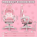 BOSSIN Pink Gaming Chair,Ergonomic Computer Chair for adult with Cat Paw Lumbar Cushion and Cat Ears