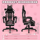 BOSSIN Pink Gaming Chair,Ergonomic Computer Chair for adult with Cat Paw Lumbar Cushion and Cat Ears