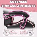 BOSSIN Pink Gaming Chair,Ergonomic Computer Chair for adult with Cat Paw Lumbar Cushion and Cat Ears