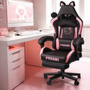 BOSSIN Pink Gaming Chair,Ergonomic Computer Chair for adult with Cat Paw Lumbar Cushion and Cat Ears