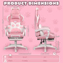 BOSSIN Pink Gaming Chair,Ergonomic Computer Chair for adult with Cat Paw Lumbar Cushion and Cat Ears