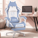 BOSSIN Pink Gaming Chair,Ergonomic Computer Chair for adult with Cat Paw Lumbar Cushion and Cat Ears
