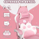BOSSIN Pink Gaming Chair,Ergonomic Computer Chair for adult with Cat Paw Lumbar Cushion and Cat Ears