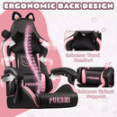 BOSSIN Pink Gaming Chair,Ergonomic Computer Chair for adult with Cat Paw Lumbar Cushion and Cat Ears