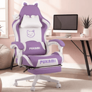 BOSSIN Pink Gaming Chair,Ergonomic Computer Chair for adult with Cat Paw Lumbar Cushion and Cat Ears