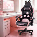 BOSSIN Pink Gaming Chair,Ergonomic Computer Chair for adult with Cat Paw Lumbar Cushion and Cat Ears
