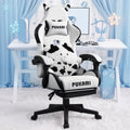 BOSSIN Pink Gaming Chair,Ergonomic Computer Chair for adult with Cat Paw Lumbar Cushion and Cat Ears