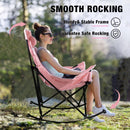 BOSSIN Portable Oversized Rocking Camping Chair for Adults,Outdoor Folding Chair with Storage Bag & Cup Holder