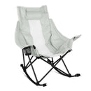 BOSSIN Portable Oversized Rocking Camping Chair for Adults,Outdoor Folding Chair with Storage Bag & Cup Holder