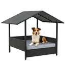BOSSIN Wicker Dog House with Cushion for Small/Medium Dogs,Outdoor Indoor dog house with Canopy for Deck,Patio,Yard