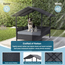 BOSSIN Wicker Dog House with Cushion for Small/Medium Dogs,Outdoor Indoor dog house with Canopy for Deck,Patio,Yard