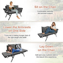 BOSSION Convertible Outdoor Couch Sofa, Wove Rattan Patio Daybed with Adjstable Armrests,Grey