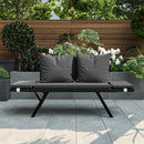 BOSSION Convertible Outdoor Couch Sofa, Wove Rattan Patio Daybed with Adjstable Armrests,Grey