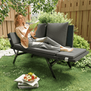 BOSSION Convertible Outdoor Couch Sofa, Wove Rattan Patio Daybed with Adjstable Armrests,Grey