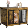 Dog Crate Furniture with Cushion,38" Wooden Dog Crate nightstand with Double Doors