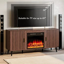 Electric Fireplace TV Stand, 58" Fluted Entertainment Center with 23" Electric Fireplace, Mid Century Console with Sturdy Wood Leg & Adjustable Shelves for TVs Up to 65" for Living Room
