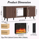 Electric Fireplace TV Stand, 58" Fluted Entertainment Center with 23" Electric Fireplace, Mid Century Console with Sturdy Wood Leg & Adjustable Shelves for TVs Up to 65" for Living Room