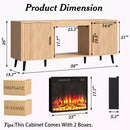 Electric Fireplace TV Stand, 58" Fluted Entertainment Center with 23" Electric Fireplace, Mid Century Console with Sturdy Wood Leg & Adjustable Shelves for TVs Up to 65" for Living Room