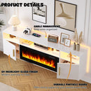 Floating Fireplace TV Stand 70'' Wall Mounted Shelf, LED Light Entertainment Center and Storage, Modern Wood Media TV Console with Highlight Cabinet for Living Room