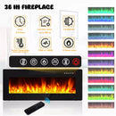 Floating Fireplace TV Stand 70'' Wall Mounted Shelf, LED Light Entertainment Center and Storage, Modern Wood Media TV Console with Highlight Cabinet for Living Room