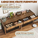 Lemberi 44 Inch double Dog Crate Furniture with 2 Storage Drawers,Wooden Dog Kennel for Inside,tables with dog crate for Large Medium Small Dogs 2 Pack