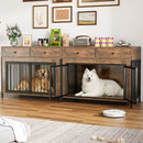 Lemberi 44 Inch double Dog Crate Furniture with 2 Storage Drawers,Wooden Dog Kennel for Inside,tables with dog crate for Large Medium Small Dogs 2 Pack