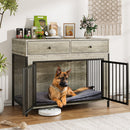 Lemberi 44 Inch double Dog Crate Furniture with 2 Storage Drawers,Wooden Dog Kennel for Inside,tables with dog crate for Large Medium Small Dogs 2 Pack