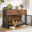 Lemberi 44 Inch double Dog Crate Furniture with 2 Storage Drawers,Wooden Dog Kennel for Inside,tables with dog crate for Large Medium Small Dogs 2 Pack
