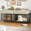 Lemberi 44 Inch double Dog Crate Furniture with 2 Storage Drawers,Wooden Dog Kennel for Inside,tables with dog crate for Large Medium Small Dogs 2 Pack