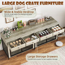 Lemberi 44 Inch double Dog Crate Furniture with 2 Storage Drawers,Wooden Dog Kennel for Inside,tables with dog crate for Large Medium Small Dogs 2 Pack