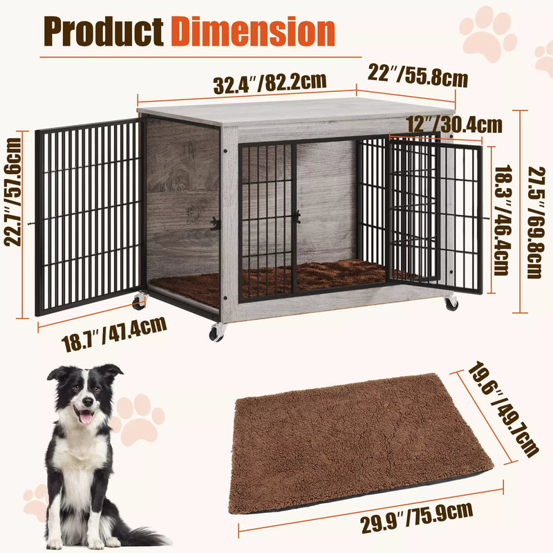 LEMBERI Dog Crate Furniture with Cushion