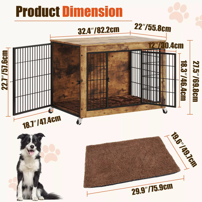 LEMBERI Dog Crate Furniture with Cushion