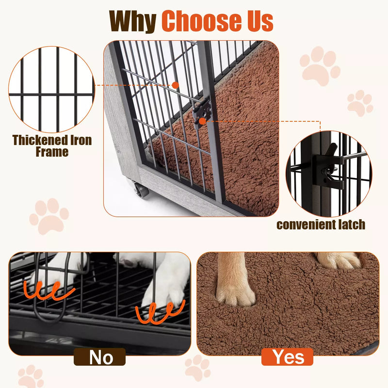 LEMBERI Dog Crate Furniture with Cushion