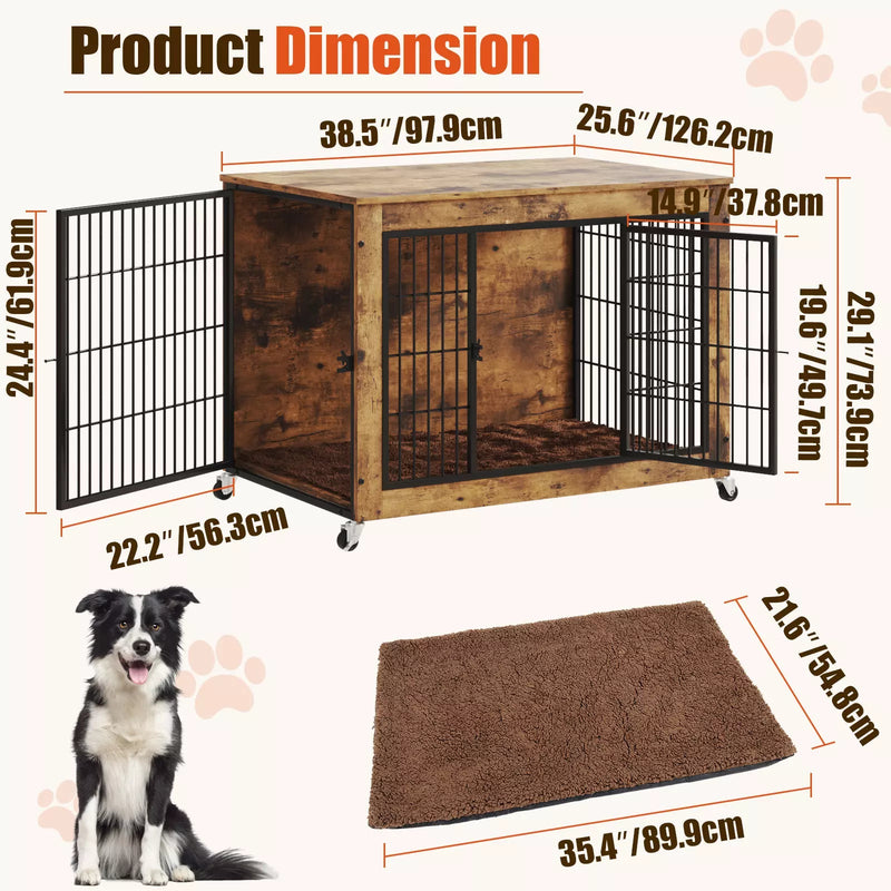 LEMBERI Dog Crate Furniture with Cushion