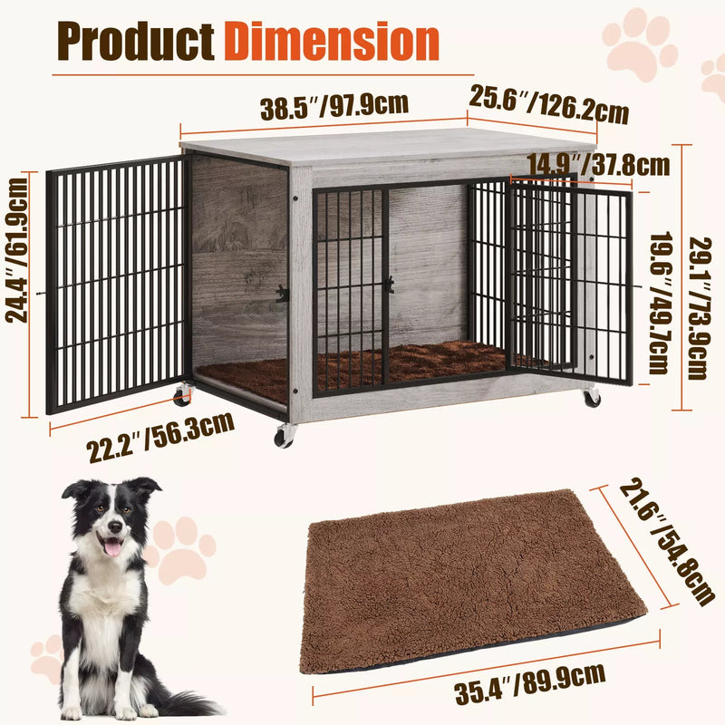 LEMBERI Dog Crate Furniture with Cushion