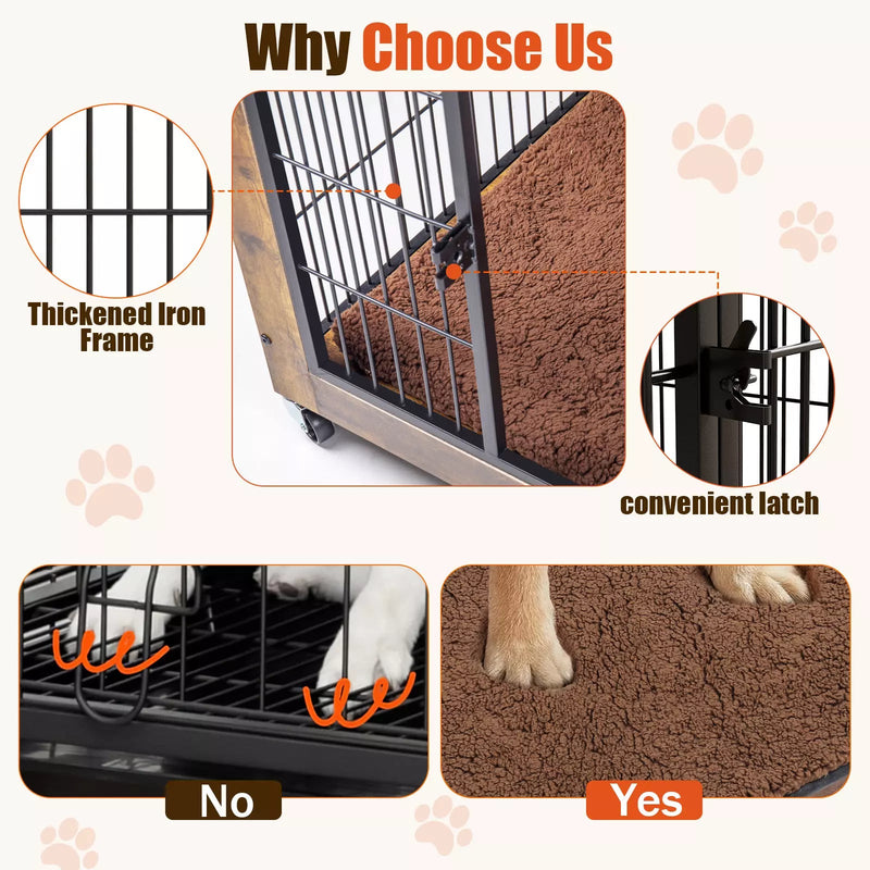 LEMBERI Dog Crate Furniture with Cushion